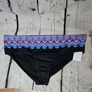 Swimsuits for all Black/Patterned Swim Bikini Bottom NWT Size 22